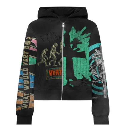 VERTABRAE Black Montage Zip Up Hoodie